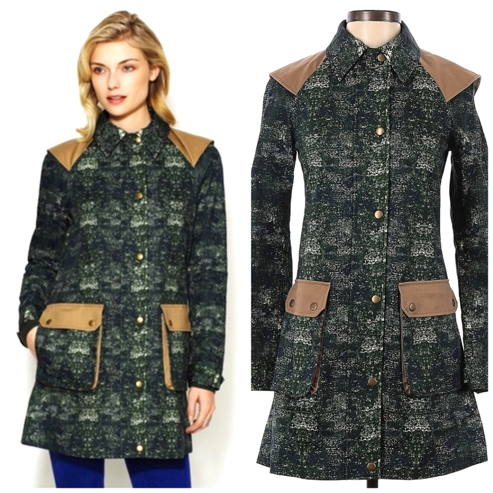 Gryphon Hamilton Green Patch Pocket Trench Coat XS - Preppy Equestrian Designer